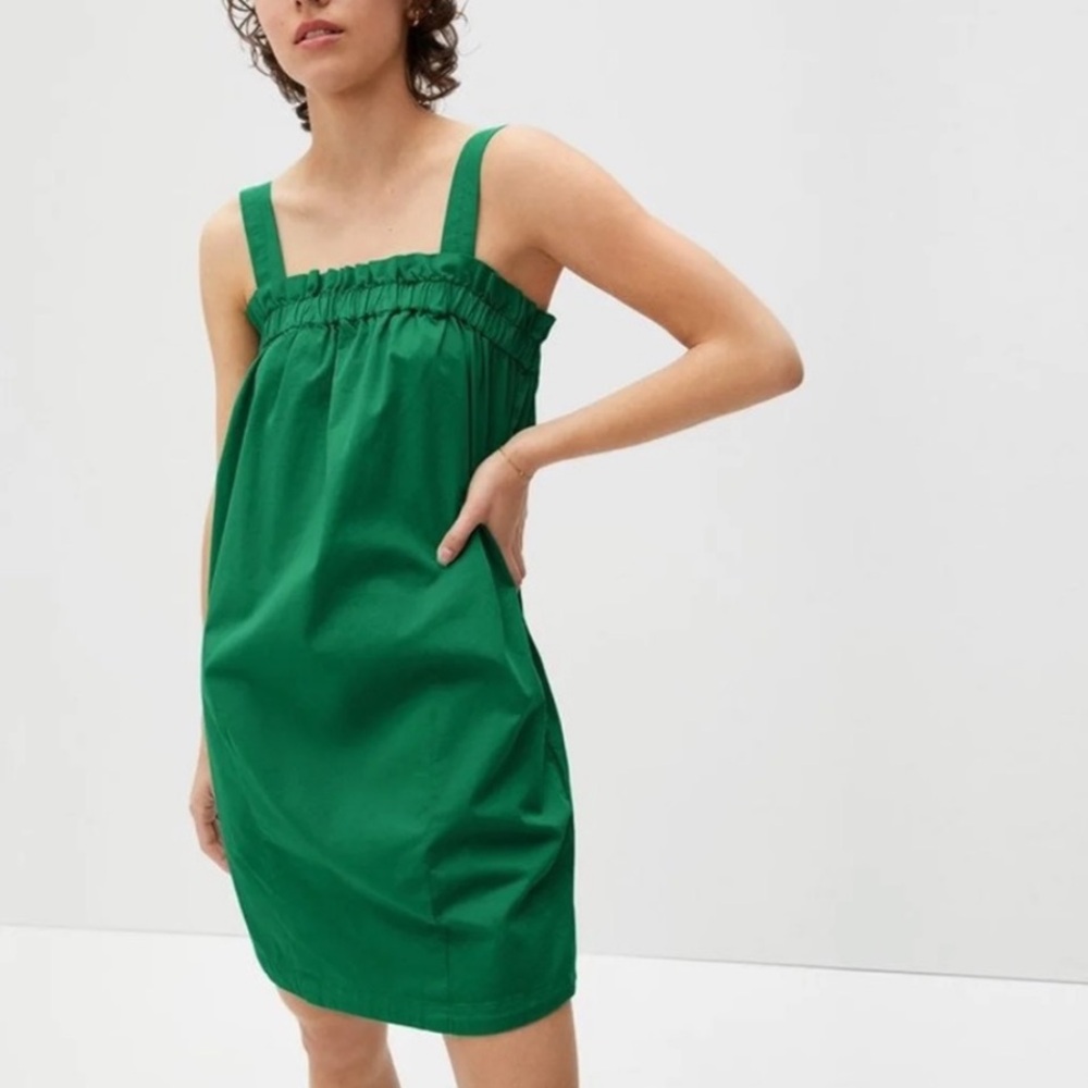 Everlane Green Cotton Poplin Sleeveless Dress Size Large